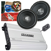 2x Hifonics HFX12D4BK 12&quot; 4 Ohms DVC Subwoofer 1600W + 3000 Watts Amp + ... - $224.19