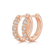 Mini Gorgeous Moissanite Huggie Hoop Earrings Real 925 Sterling Silver Round Cut - £33.17 GBP