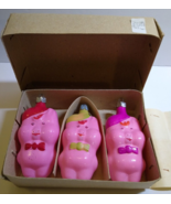 3 Pink Pigs Anthropomorphic Dressed Christmas Tree Glass Ornaments Russi... - £27.27 GBP
