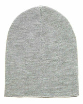 Kids Grey Short Skull Beanie Plain Knit Winter Cap Hat Ski Chrildren No Cuff - £6.16 GBP