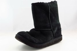UGG Australia Black Leather Boots Girls 5 Medium - £16.85 GBP