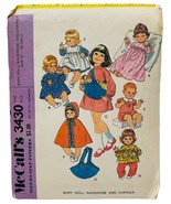 McCall&#39;s 3430 Baby Doll Wardrobe &amp; Carrier Pattern for 14&quot;-16&quot; Dolls, Vi... - $3.91