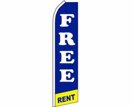 Free Rent Blue/White/Yellow Swooper Super Feather Advertising Flag - £19.88 GBP