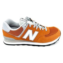 New Balance 574 Classics Orange Grey White Mens Suede Sneakers ML574VIB - £66.64 GBP