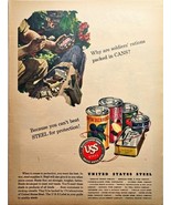 1944 UNITED STATES STEEL-Berries-Fruit Salad-Solider&#39;s-Vintage Print Ad-... - $304.45 MXN