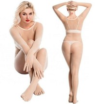Unisex Seamless Full Bodystocking Transparent Bodysuit With Finger Gloves toes  - £24.24 GBP+