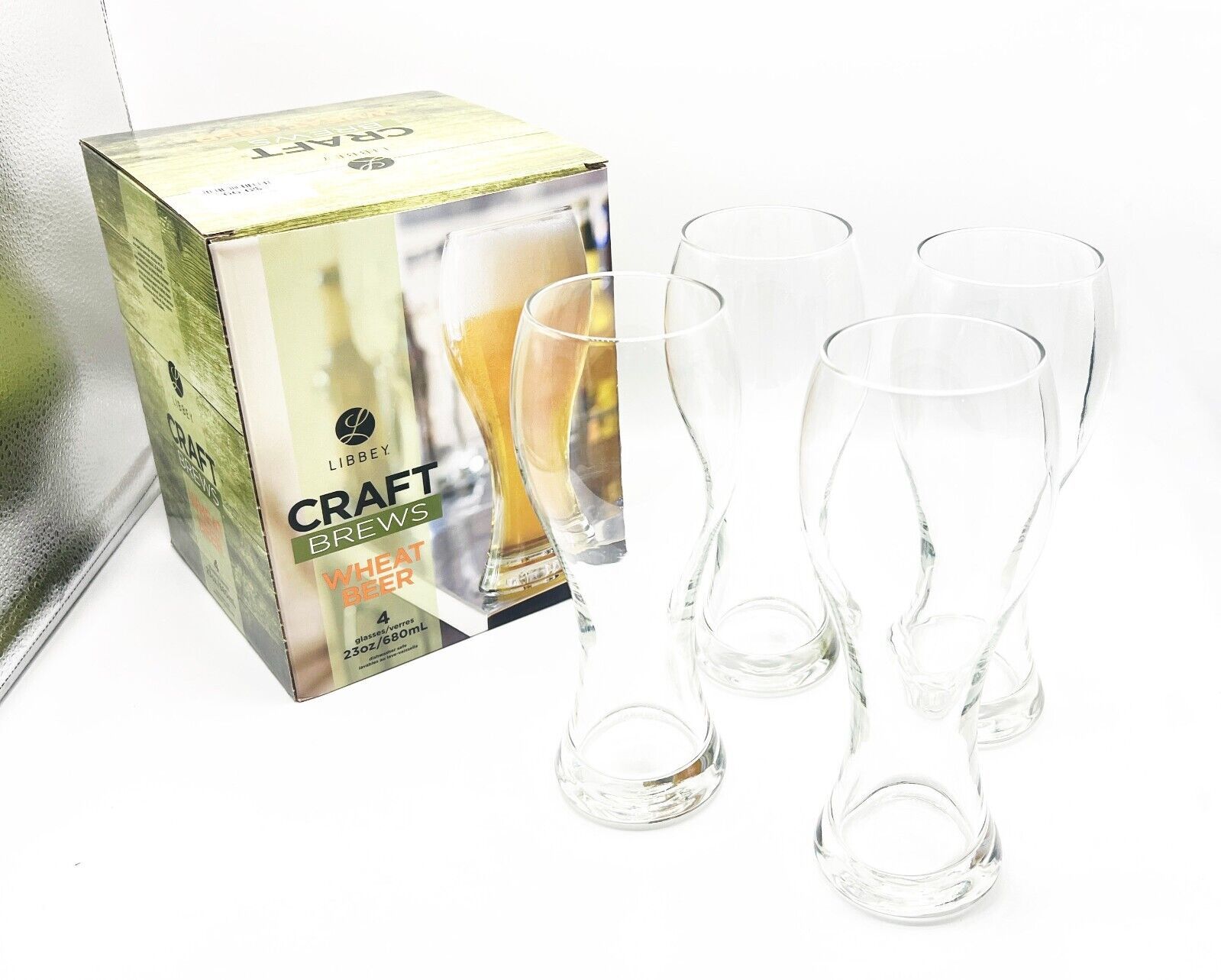 Libbey Craft Brews Wheat Beer Glasses, 23oz / 680ml  Pilsner Glasses, Set of 4 - £14.42 GBP