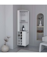 Kaia 70&quot; Corner Bar Cabinet: White, 4 Shelves, 10 Wine Bottles - $321.99