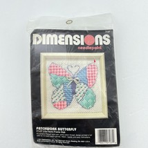 Dimensions Needlepoint Kit PATCHWORK BUTTERFLY 5&quot;x5&quot; Pastel Colors Pink ... - $211.62 MXN