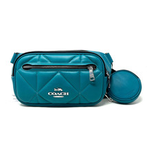 NWT Coach Elias Leather Belt Bag With Puffy Diamond Quilting in Teal - $176.42