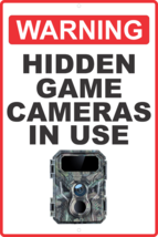Warning Game Trail Camera In Use Recorded Video Surveillance Cam Metal Sign - £22.71 GBP