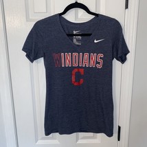 Cleveland Indians WIndians Adult Women's S Blue S/S T-Shirt Nike Athletic Cut - $18.80