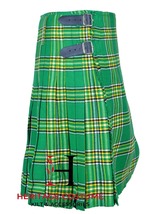 Scottish Handmade Men&#39;s 8 yard Irish Green Tartan Kilt For Men&#39;s Customize Size - £53.94 GBP+