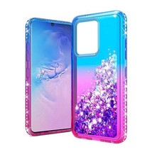 For Samsung S20 Ultra 6.9&quot; Two Tone Water Quicksand Glitter Case BLUE/HO... - £4.58 GBP