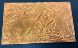 Kopper Kard Postcard Dinosaurs Engraved On Utah Copper Vintage - £7.51 GBP