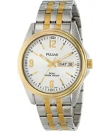 Pulsar PV3002 Men&#39;s Silver Dial Day Date 39mm Two-Tone Stainless Steel W... - $125.00