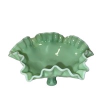 Vintage Westmoreland Paneled Grape Mint Green Crimped Candy Dish - £31.32 GBP