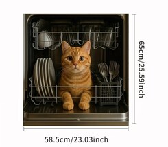 Cute Orange Cat Dishwasher Magnet 23"X25.59 image 3