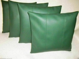 Green New Cushion Decor Set Genuine Soft Lambskin Pillow Leather Cover Decent - £35.16 GBP