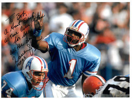 Warren Moon signed Houston Oilers 8.5X11 Photo #1 w/ HOF 06 To Bob COA (Exclusiv - £43.92 GBP