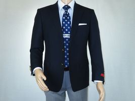 Men's RENOIR Classic Blazer 100% Wool Side vents Metal Buttons Notch 509-2 Navy image 2