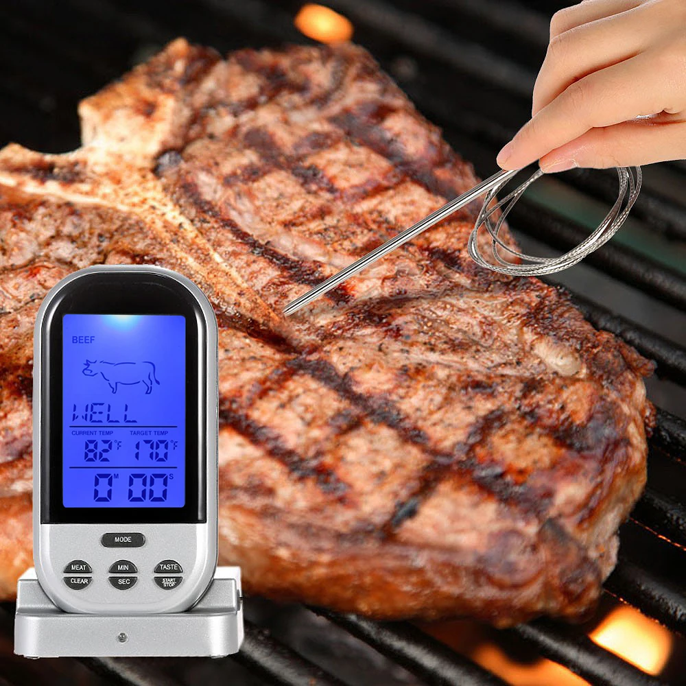 Wireless BBQ Thermometer digital Thermometers Timer Oven Grill Meat Coo Remote B - £179.24 GBP