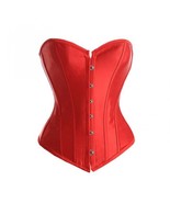 Corsetvictoria Red Satin Overbust Corset Burlesque Costume Waist Cincher... - $69.99