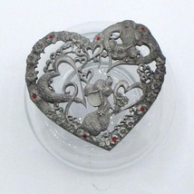 Vtg Rawcliffe Pewter1989 Potpourri Jar Heart Shaped Lid Mice Hearts Red ... - $130.08 MXN