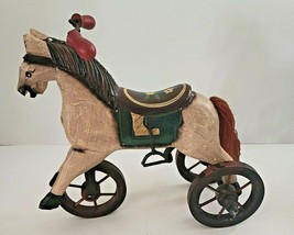 ANTIQUE VINTAGE HAND-CARVED WOODEN HORSE TRICYCLE - £85.36 GBP