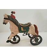 ANTIQUE VINTAGE HAND-CARVED WOODEN HORSE TRICYCLE - £80.54 GBP