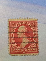 US Stamp George Washington 2c Used Red 252 Bar Cancel - £0.70 GBP