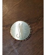 Lamode Vintage Goldplate Brooch Pin Monogram Circle Etched LETTER  M - $111.95 MXN