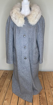 Youthcraft Women’s Vintage Real Fur Lined Wool Peacoat Size M Grey HG - £101.09 GBP