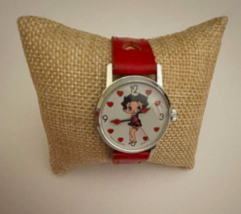 Betty Boop Watch Red Cut Out Hearts Watch Band Hand Wind Mechanical - $50.00