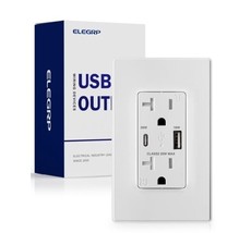 ELEGRP 20W USB Wall Outlet, Type A &amp; Type C for Power Delivery PD3.0 - £19.55 GBP