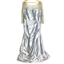 Dylan Queen Pleated Gown Satin Sequin Silver Plus 18/20 Mother of Bride ... - £102.87 GBP