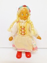 Vintage Polish Hungarian Danish Folk Art Wood Doll Hand Crafted Jointed 7 Inch - £19.94 GBP