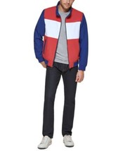 Club Room Men&#39;s Regular-Fit Color Block Bomber Jacket Red/White/Blue-Medium - £22.86 GBP