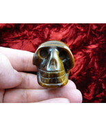 (HH-100-J) HUMAN SKULL GOLDEN brown tan TIGEREYE gemstone carved stone head - £25.73 GBP