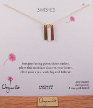 Dogeared 18" Gold Dipped Chain 3 Wishes Long Bars Necklace - $72.17