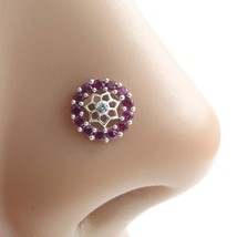 Trendy Ethnic Real 925 Silver Pink White CZ Women Screw Nose Stud - £11.38 GBP