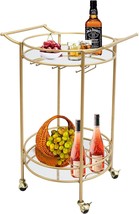 Round Gold Rolling Bar Cart, 22&quot; X 18&quot; X 33&quot;, Suitable For Home, And New Year. - £109.86 GBP