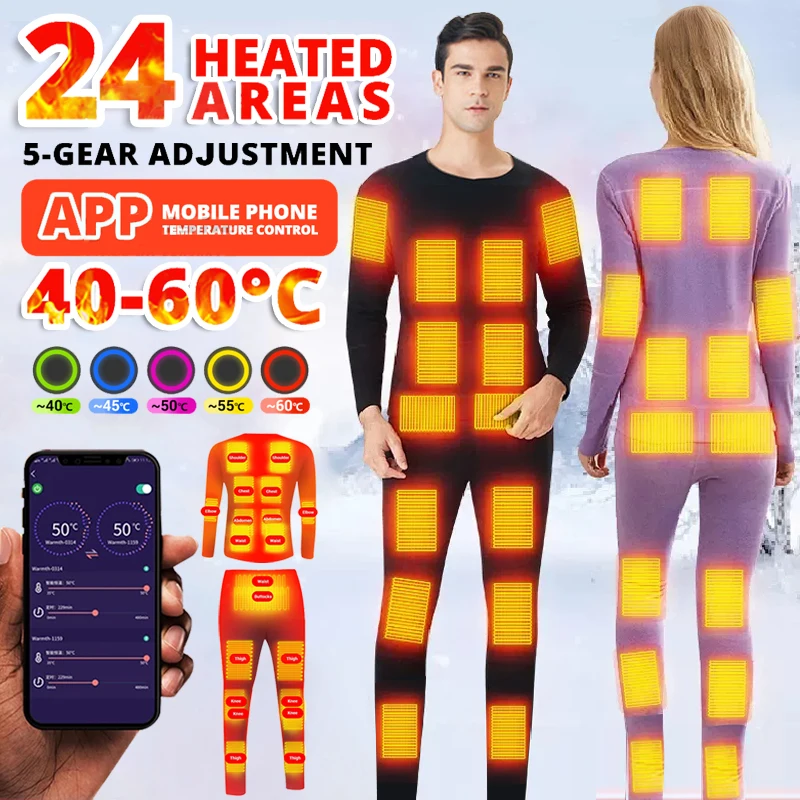 Heated Underwear Winter Fleece Thermal Heating Underwear Suit Warm USB B... - $70.72+