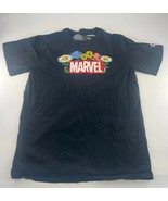 Marvel Tshirt Womens Medium Black Flower Short Sleeve Cotton Pullover - $17.05 CAD