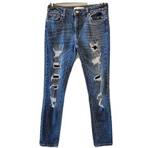 Kancan Womens Jeans 29 Blue Skinny Distressed Stretch Frayed Hem Denim J... - £19.54 GBP