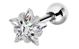 Stainless Steel Tragus with 6x4 mm Star CZ Crystal - £9.59 GBP