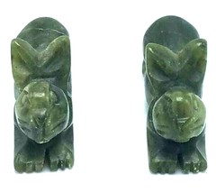 2 Small Jade Rabbit Figurines - 1 1/2&quot; x 1/2&quot; 3/4&quot; - £7.08 GBP