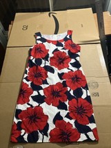 TOMMY HILFIGER Floral Dress Red Navy Blue Size 14 Lightweight - £13.32 GBP