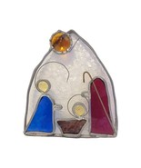 VTG Christmas Leaded Stained Glass Nativity Manger Scene Jesus Mary Ligh... - £15.23 GBP