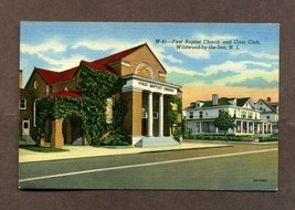 Vintage Linen Postcard First Baptist Church Civic Club Wildwood By the Sea NJ - £3.98 GBP